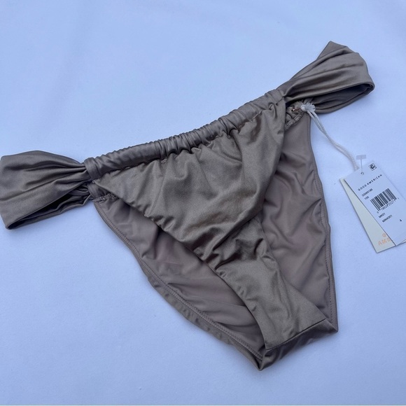 Good American Mink Shine Satin Ruched High Rise Bikini Bottoms Size 4/XLarge NWT - Picture 13 of 16